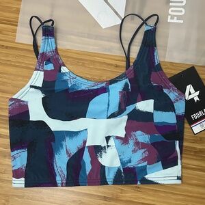 NWT POISE LONGLINE BRA ABSTRACT LANDSCAPE PRINT